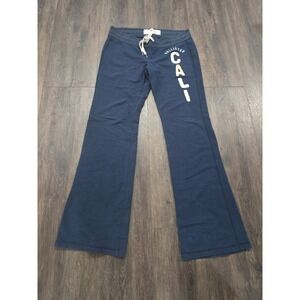 Y2K Hollister California Navy Blue Wide Leg Sweatpants Cali Graphic Women Large